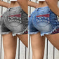 Star Embroidery Raw Hem Denim Shorts