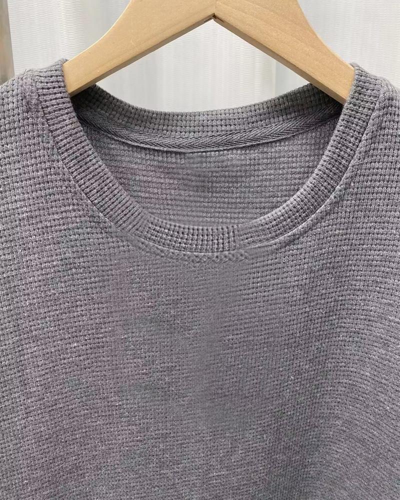 Pocket Design Waffle Knit Casual Dress