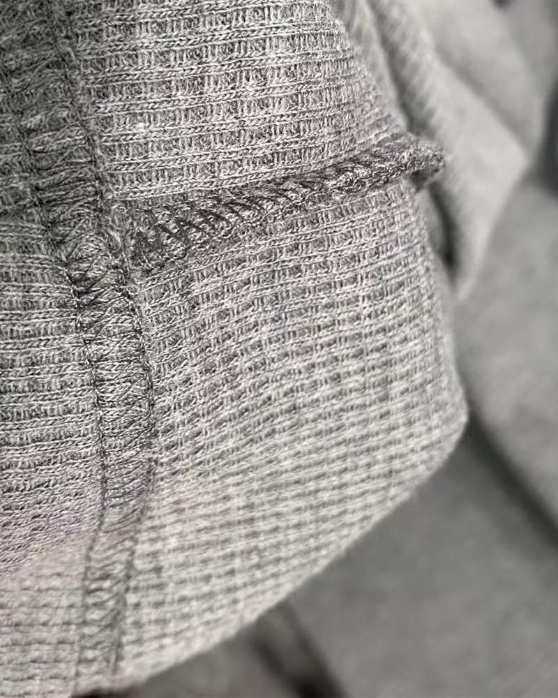 Pocket Design Waffle Knit Casual Dress