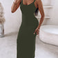 Spaghetti Strap U Neck Casual Maxi Dresses Slim Fit Cami Dress Party Club Bodycon Dress