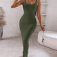 Spaghetti Strap U Neck Casual Maxi Dresses Slim Fit Cami Dress Party Club Bodycon Dress