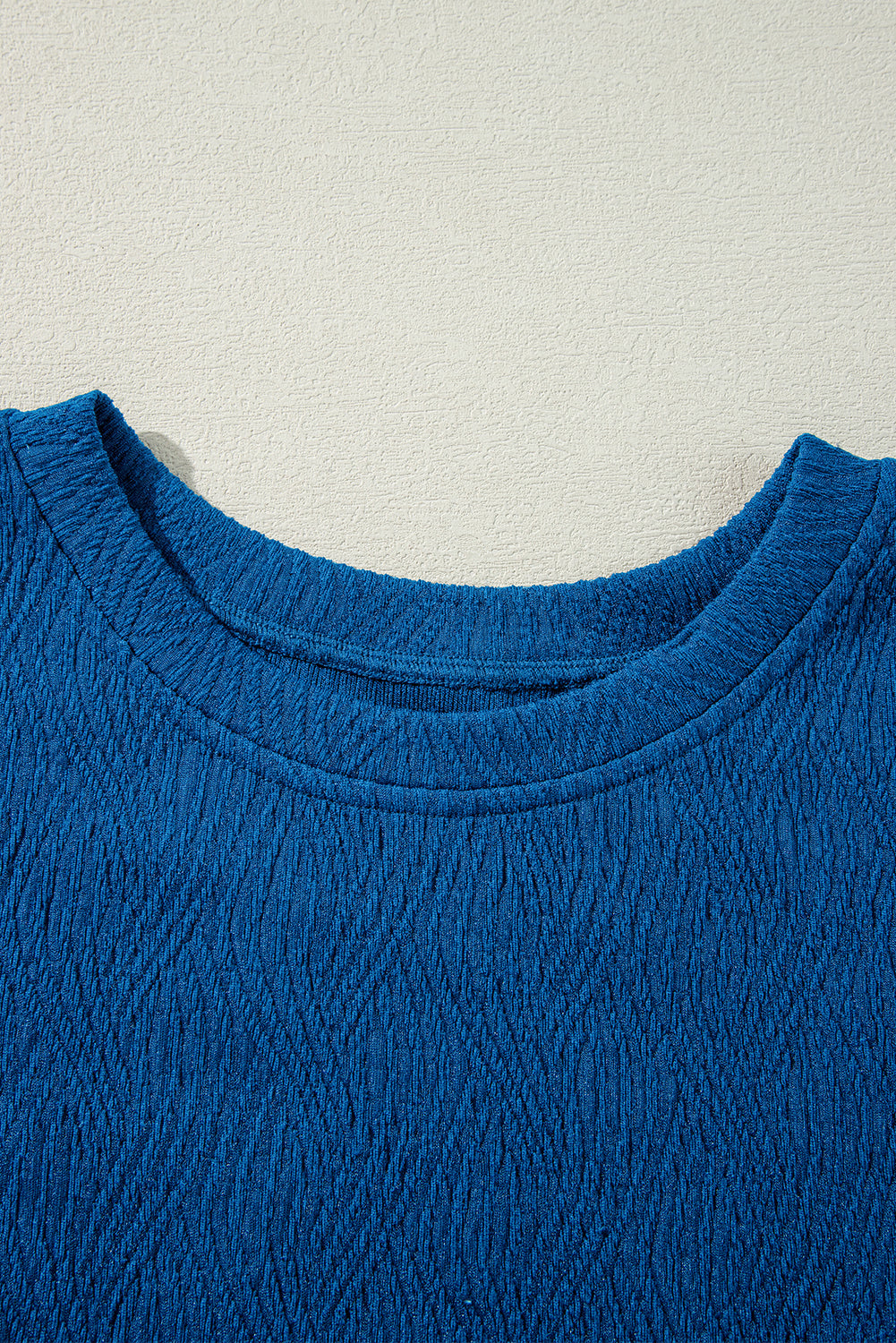 Bluing Solid Textured Crew Neck Short Set