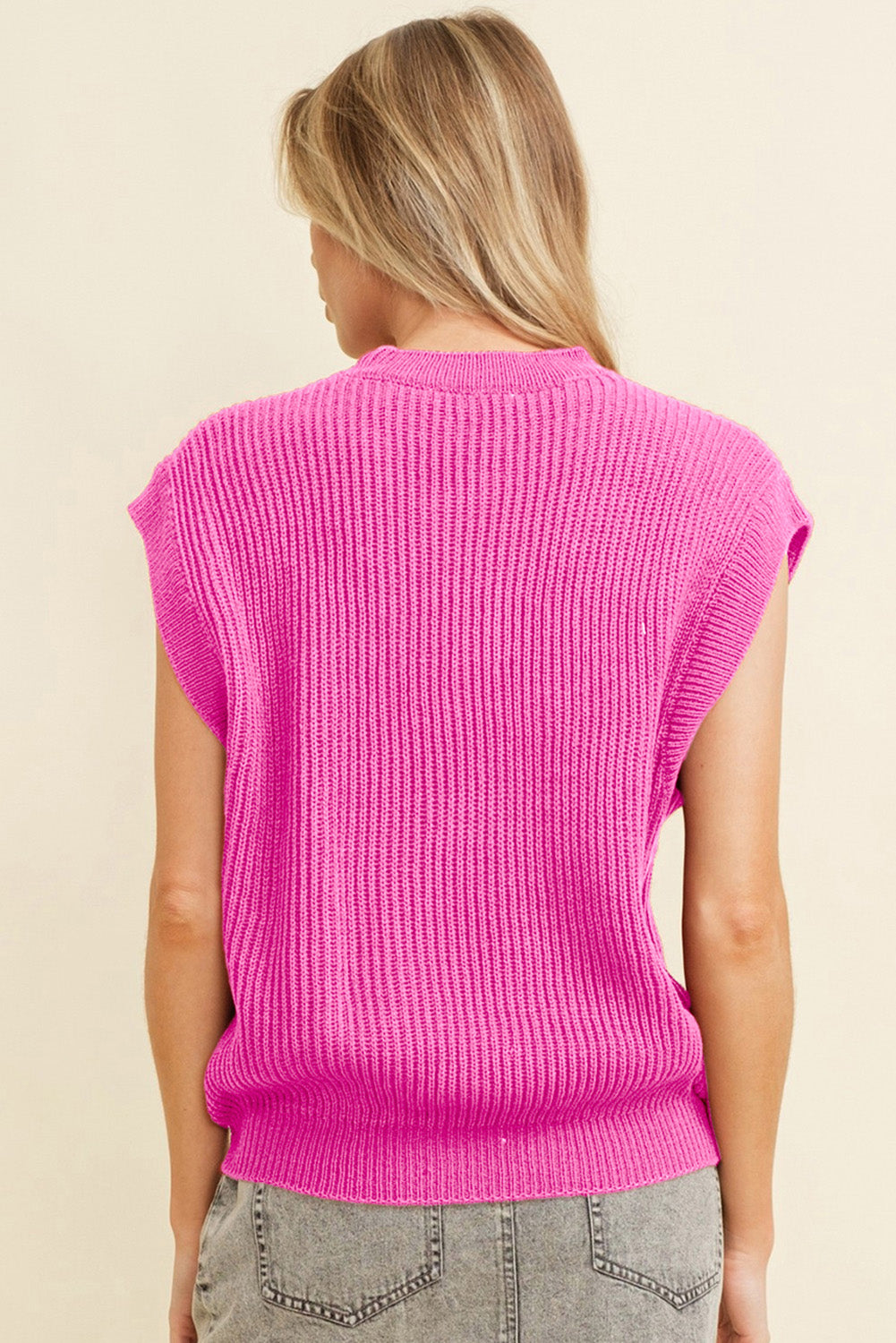 Bright Pink Western Horse Embroidered Round Neck Sweater Tee