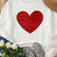 Beige Glitter Valentine Heart Shape Graphic Sweatshirt