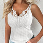 Contrast Lace V Neck Casual Slim Fit Textured Tank Top