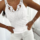 Contrast Lace V Neck Casual Slim Fit Textured Tank Top