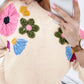 Beige Plus Size Crochet Flower Pullover Sweater