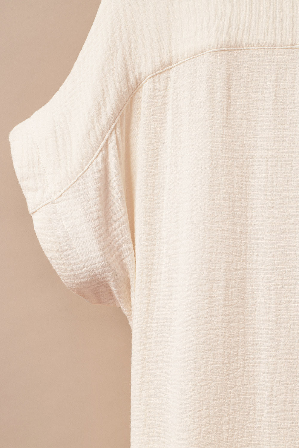 Apricot Crinkled Buttons Maxi Beach Dress with Slits