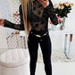 Floral Print Flocking Mock Neck Long Sleeve T Shirt Casual Sheer Mesh Slim Fit Blouse Top