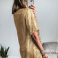 Gold Metallic Luster Crewneck Mini T-Shirt Dress