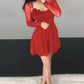 Dot Mesh Ruffles Long Sleeve Dress