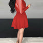 Dot Mesh Ruffles Long Sleeve Dress