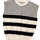 Black white Striped O Neck Sweater Vest
