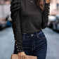 Black Buttoned Puff Long Sleeve Sheath Top