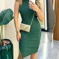Sleeveless Side Slit Knit Bodycon Dress Slim Fit Sweater Dress