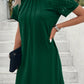 Green Contrast Lace Raglan Sleeve Pleated Detail Shift Dress