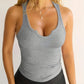 V Neck Sleeveless Knit Tank Casual High Strechy Slim Fit Top