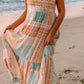 Multicolor Boho Patchwork Print Square Neck Sundress