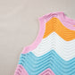 Multicolour Striped Colorblock Scalloped Hem Knitted Vest
