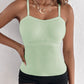 Spaghetti Strap Built in Bra Slim Fit Tank Top Sexy Back Criss Cross Workout Camisole Tops