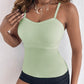 Spaghetti Strap Built in Bra Slim Fit Tank Top Sexy Back Criss Cross Workout Camisole Tops