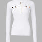 Round Neck Long Sleeve Half Zipper Design Knit Sweater