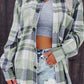 Green Plaid Button Up Patch Pocket Shirt