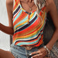 Multicolour Wavy Striped Buttoned V Neck Tank Top