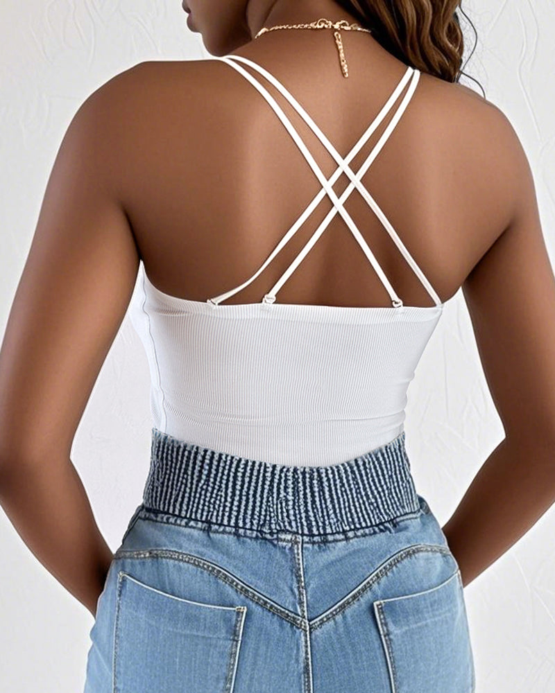 Spaghetti Strap Slim Fit Tank Top Sexy Workout Camisole Tops