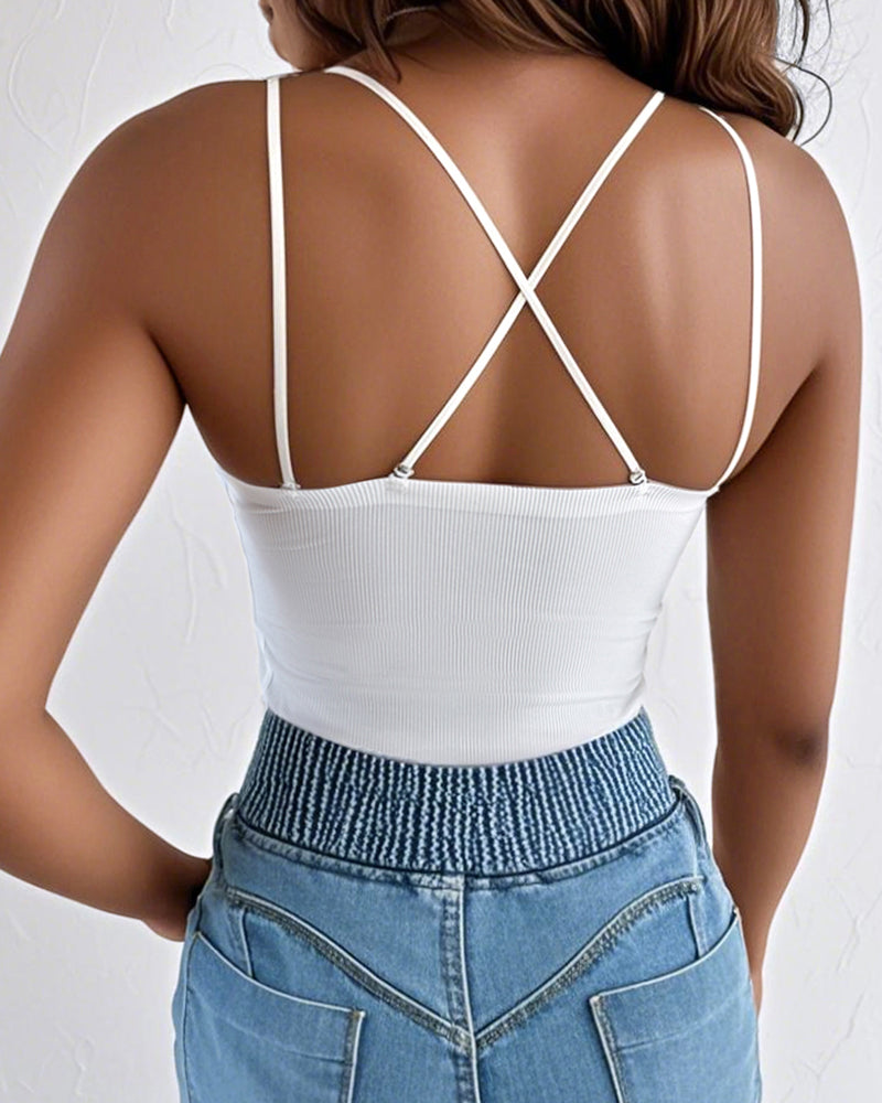 Spaghetti Strap Slim Fit Tank Top Sexy Workout Camisole Tops