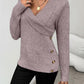 Shawl Collar Button Decor Knit Sweater
