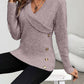 Shawl Collar Button Decor Knit Sweater