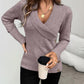 Shawl Collar Button Decor Knit Sweater