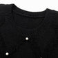 Black Pearl Embellished Rhombus Pattern Sweater