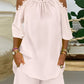 2 Pieces Cold Shoulder Lace Trim Short Sleeve Top and Strechy Waist Loose Fit Shorts Set