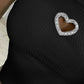 Rhinestone Heart Pattern Hollow out Sleeveless Tank Casual Slim Fit Knit Top