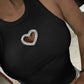 Rhinestone Heart Pattern Hollow out Sleeveless Tank Casual Slim Fit Knit Top