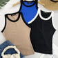 Contrast Binding Tank Tops Summer Sleeveless Basic Cami Top Shirt Slim Knit Ribbed Racerback Blouses