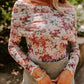 Pink Floral Printed Long Sleeve Sheath Bodysuit
