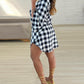 Plaid Print Batwing Sleeve Tied Detail Mini Dress