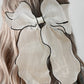 White Contrast Trim Wavy Bow Knot Hair Clip