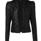 Sparkly Sequin Open Front Puff Sleeve Blazer Coat