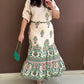 2 Pieces Outfit Tribal Print Short Sleeve Top and Casual Ruffles Hem Skirt Set