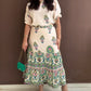 2 Pieces Outfit Tribal Print Short Sleeve Top and Casual Ruffles Hem Skirt Set