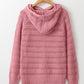 Peach Blossom Pointelle Knit Raglan Sleeve Hooded Sweater