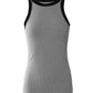 Contrast Binding Tank Tops Summer Sleeveless Basic Cami Top Shirt Slim Knit Ribbed Racerback Blouses