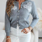 Floral Applique & Pearls Decor Round Neck Single Breasted Knit Cardigan Casual Sweater Coat