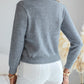 Floral Applique & Pearls Decor Round Neck Single Breasted Knit Cardigan Casual Sweater Coat
