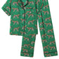 Green Cheetah Print Short Sleeve Shirt and Pants Pajama Set