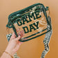 Blackish Green GAME DAY Chenille Embroidered Clear PVC Shoulder Bag
